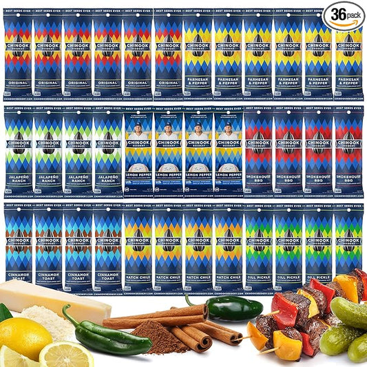Chinook Seedery Low Sodium Sunflower Seeds Variety Pack of 36, 1.5oz – Sunflower Seeds to Eat – Keto, Flavored, Jumbo, Roasted, Baseball Snacks