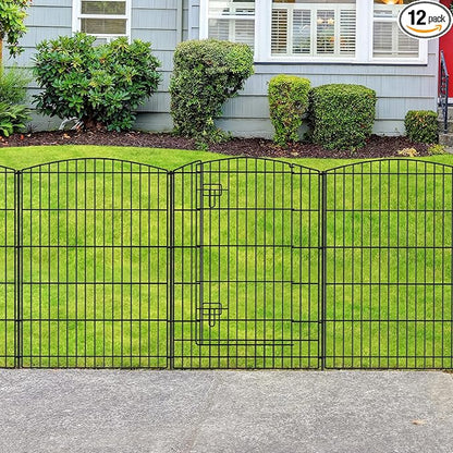 INJOPEXI Decorative Garden Fence 12 Panels 26ft (L)×36in (H) Garden Fences with 11 Panels + 1 Gate, No Dig Animal Barrier Rabbit Fencing Rustproof Metal Wire Temporary Dog Fence for Patio Outdoor Yard