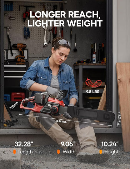DeForce 16" 36V Cordless Electric Chainsaw, for Milwaukee M18 18V Batteries, Brushless Battery Powered Chain Saw, with Auto Oiler, Handheld Chainsaw for Wood Cutting Tree Pruning(Bare Tool Only)