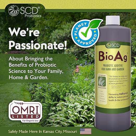 SCD BioAg – Organic Farm and Garden Soil Microbes, Compost Starter with 12 Probiotic Strains, Live Super Concentrate of Liquid Microorganisms, Chemical-Free Soil Amendment, 1 Liter (4 Pack)