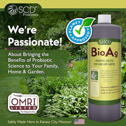 SCD BioAg – Organic Farm and Garden Soil Microbes, Compost Starter with 12 Probiotic Strains, Live Super Concentrate of Liquid Microorganisms, Chemical-Free Soil Amendment, 1 Liter (4 Pack)