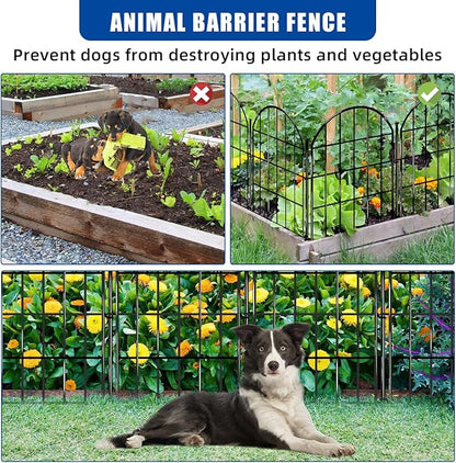 32 Pack Decorative Garden Fence, 17in X 34.6ft Arched No Dig Fence Border, Garden Edging Border, Rustproof Metal Animal Barrier with Ground Stake for Dog, Rabbit, Outdoor Yard Patio Decor