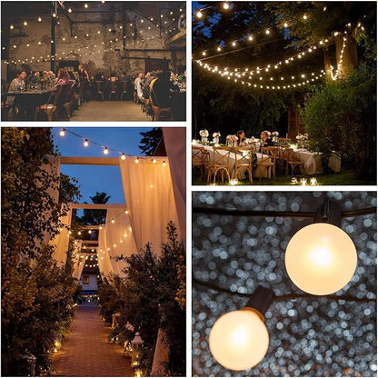 Hometown Evolution, Inc. 50 Foot Outdoor Globe Patio String Lights - Set of 50 G50 White Pearl 2 Inch Bulbs with Black Cord