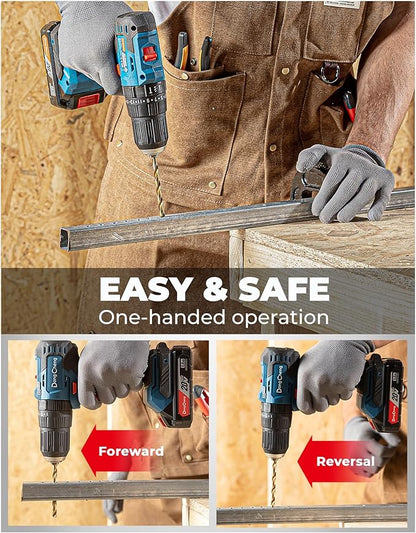 Dong Cheng 20V Brushless Heavy-duty Impact Drill, 443 in-lbs, 27000 BPM, 1/2" Keyless Metal Chuck, 20+1+1 Clutch, Cordless Hammer Drill for Drilling Brick Wall, Metal, Wood, Bare Tool