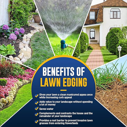 Hand Edger Lawn Tool, Sharp Half Moon Manual Grass Edger Tool with Soft T-Grip Handle for Garden, Yard, Sidewalk, Landscape, 38″