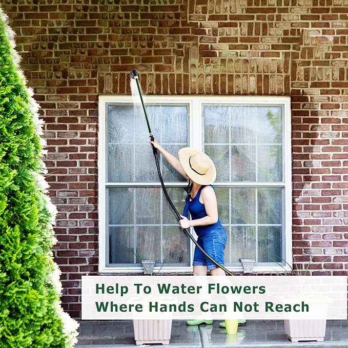 Heavy Duty 28 Inch Watering Wand with Pivoting Head, Adjustable Garden Hose Water Sprayer Wand with Ergonomic Handle, Spray 6 Watering Patterns, Perfect for Watering Seedling Beds, Flowers