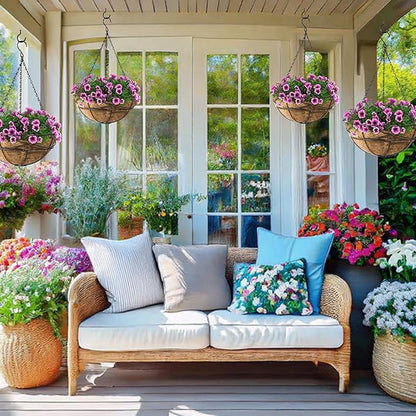 Sorbus 4 Pack Metal Hanging Planter Basket Huge 12 Inch Hanging Flower Pot Basket & Coco Coir Liner for Indoor/Outdoor Garden Décor, Perfect for Home, Garden, Patio, Deck (Black)