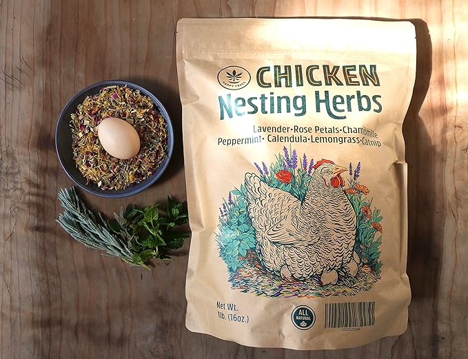 Happy Trees Chicken Nesting Herbs - 100% Natural Blend of 7 Premium Dried Herbs for Fresh Nest Box, Coop and Run - Bulk 1lb. Bag