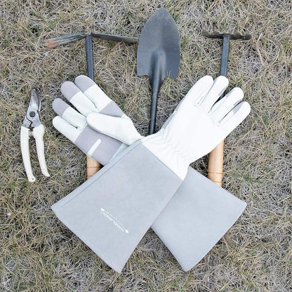 HLDD HANDLANDY Long Gardening Gloves, Leather Thorn Proof Rose Pruning Glove for Men & Women, Great Gift for Gardener