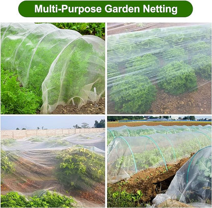 Garden Netting, Jevrench Durable Ultra Fine Garden Netting, Garden Plant Cover Row Cover Makes Plants, Vegetables, Fruits, and Flowers Grow Better (8ft x 25ft)