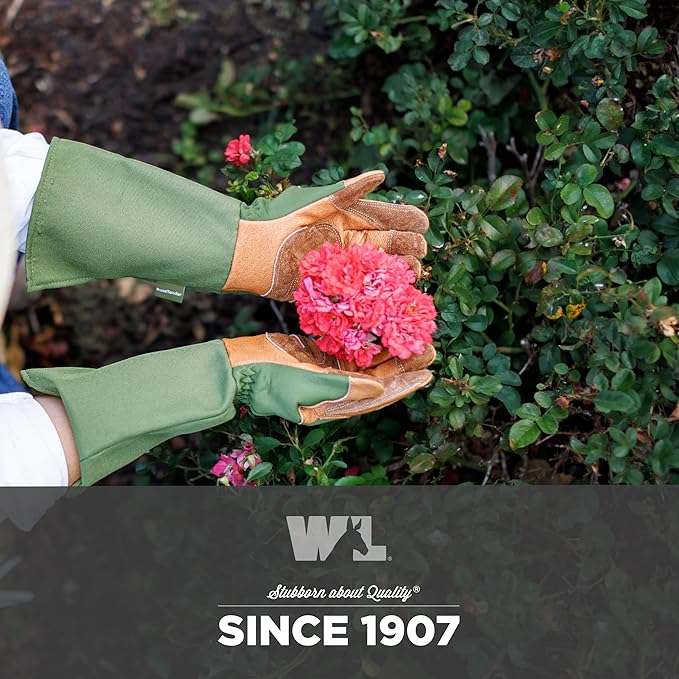 Wells Lamont Rosetender Gardening Gloves for Women – Thorn Proof Garden Gloves, Grain Leather Long Gloves for Pruning & Yard Work, 4129-300, X-Large