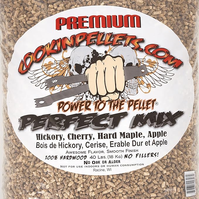 CookinPellets 40 Lb Perfect Mix Hickory, Cherry, Hard Maple, Apple Wood Pellets Bundle with CookinPellets Premium Hickory Grill Smoker Smoking Wood Pellets, 40 Pound Bag