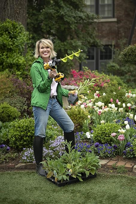 Power Planter DIY Guru Garden Drill Auger Bit (3"x12") - Designed for Planting, Digging Holes, Paint Mixing, Cement Mixing and Home Projects - Made of Steel with a 3/8" Non-Slip Hex Drive (Lime Green)