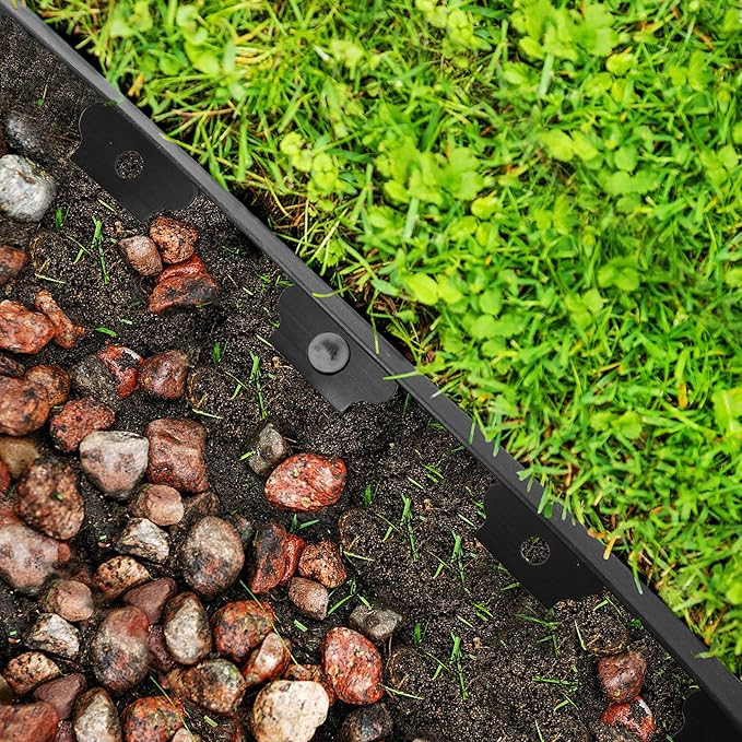Gardzen 1.5" x 80' Landscape Edging Kit, Garden Edging Coil Comes with 100 Pcs Spikes, No Dig Lawn Border Design