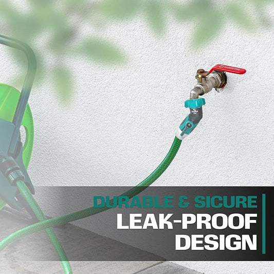 2WAYZ 45 Metal Hose Elbow, Heavy Duty Hose Adapter and Angle Connector with Water Shut Off Valve