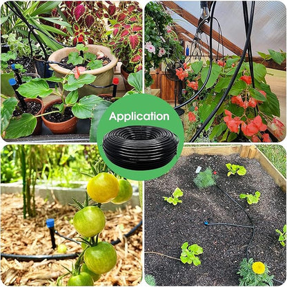 100FT 1/4 inch Drip Irrigation Tubing Distribution Hose Tube for Garden Irrigation System