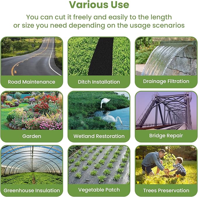 Premium Heavy Duty Weed Barrier Landscape Fabric for Outdoor Gardens, Non Woven Weed Blocker Fabric - Garden Landscaping Fabric Roll - Weed Control Fabric in Rolls(6OZ 3x100ft,Non Woven)