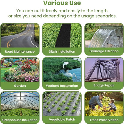 Weed Barrier Landscape Fabric | Heavy Duty Premium Weed Control Fabric -Durable & Eco-Friendly Weed Block Gardening Mat (8OZ 3x200ft, Non Woven)