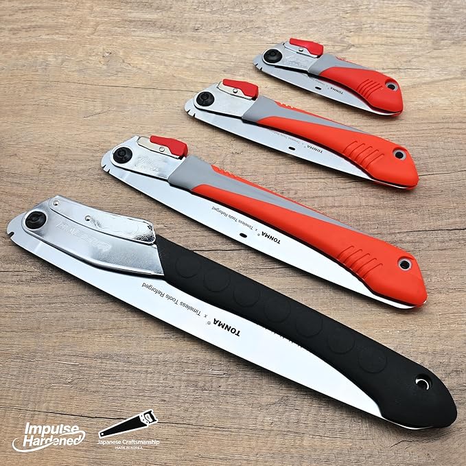 TONMA Folding Saw [Made in Korea] 5 "(130mm) Medium Teeth Small Pocket Pruning Hand Saw for Wood Cutting, Outdoor Camping, Gardening, Japanese Craft Plating Impulse Hardened Stainless Blade