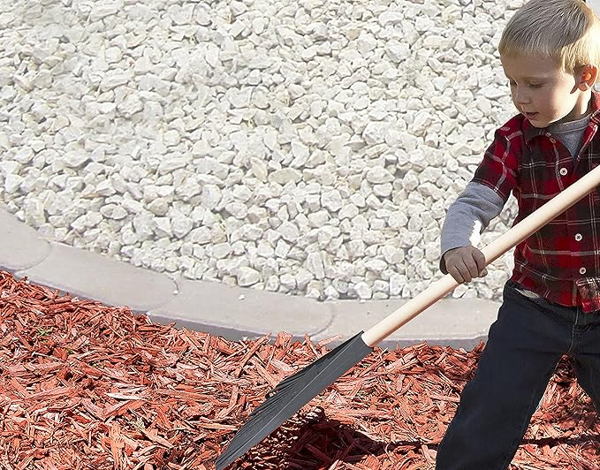 Pack of 2 Kids Rake with Hardwood Handle, Durable Plastic Head to Sweep Leaves in Lawn and Tidying Up The Garden, 34" (Grey)