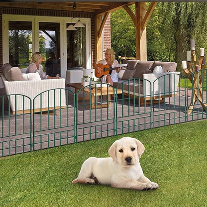 Adavin Animal Barrier Garden Fence,15 Pack Green 12''L x 25" H no dig Fence, Underground dig Protection for Dog Rabbits Rustproof Metal Wire Panel Border, 15 ft Ground Stakes for Outdoor Patio