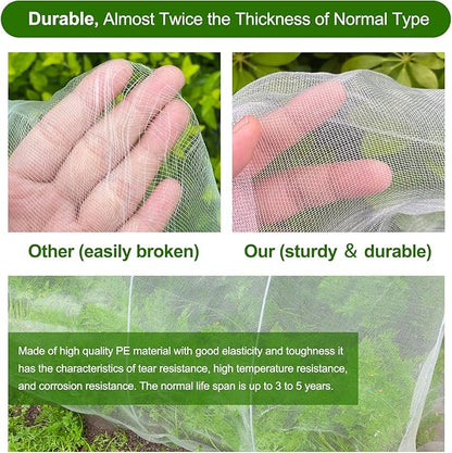Garden Netting, Jevrench Durable Ultra Fine Garden Netting, Garden Plant Cover Row Cover Makes Plants, Vegetables, Fruits, and Flowers Grow Better (4ft x 10ft)