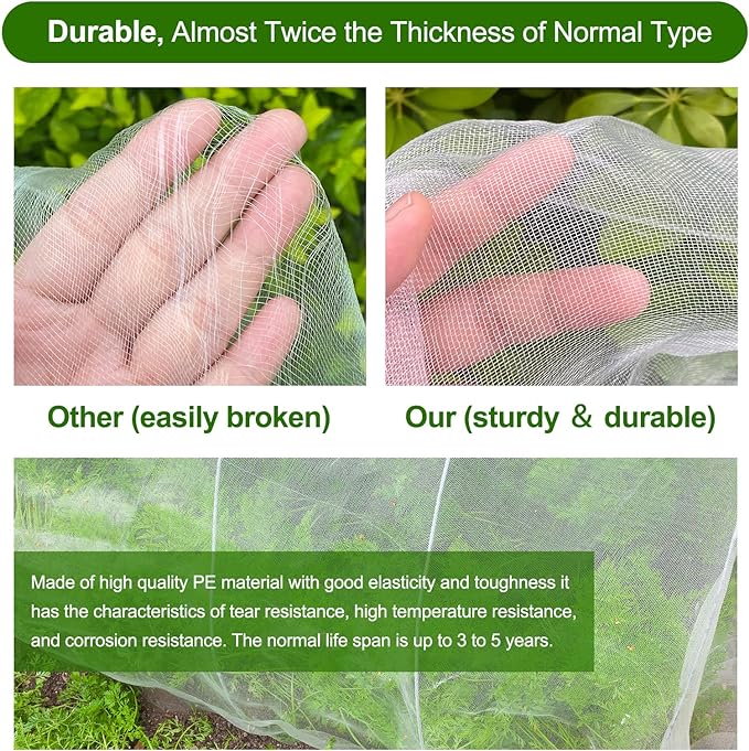 Garden Netting, Jevrench Durable Ultra Fine Garden Netting, Garden Plant Cover Row Cover Makes Plants, Vegetables, Fruits, and Flowers Grow Better (13ft x 16ft)