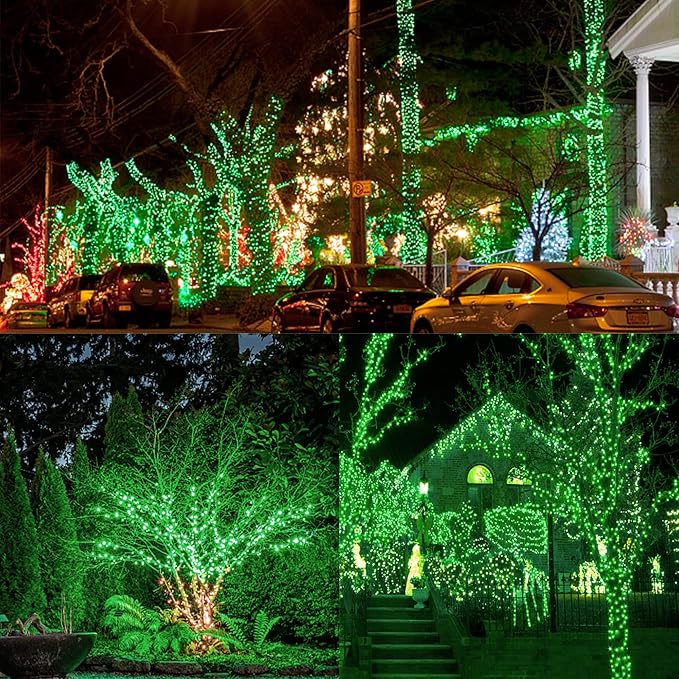 3 Sets Christmas Lights, 150 Count 33 FT Each Mini String Lights, Green Wire Fairy Lights, 120V UL Certified Connectable St Patricks Day Light for Holiday Winter Patio Party Outdoor Decoration, Green