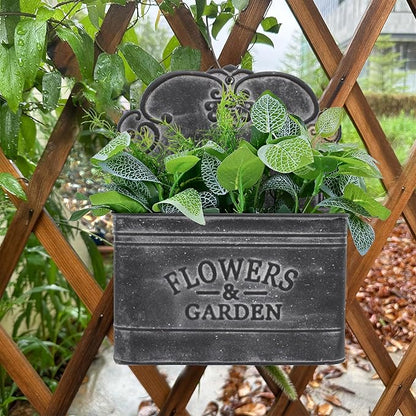 CVHOMEDECO. Farmhouse Metal Wall Planter Rustic Galvanized Flower Holder Wall Mount Flower pots for Indoor, Outdoor and Wall Decor, Set of 2 (Matt Black)