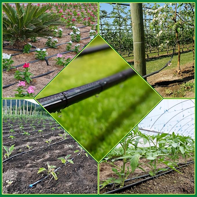 5/8" Drip Tape 1010FT, 12" Spacing Roll,16 Mil Garden Irrigation Tubing Hose, Adjustable Drip Tape Irrigation, Automatic Drip Irrigation System for Flowers, Plants, Fruits, 1 GPH / 2 Emitters