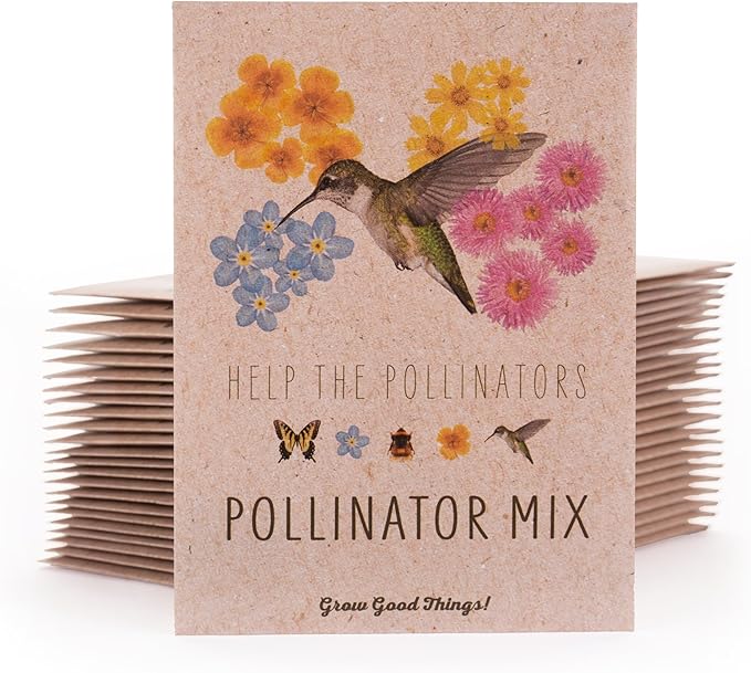 Bentley Wildflower Mix, Pre Filled Hummingbird Packets, 25 Annual Flower Packs, Perfect Eco-Friendly Gift for DIY Gardeners or New Homeowners, Non GMO Seeds
