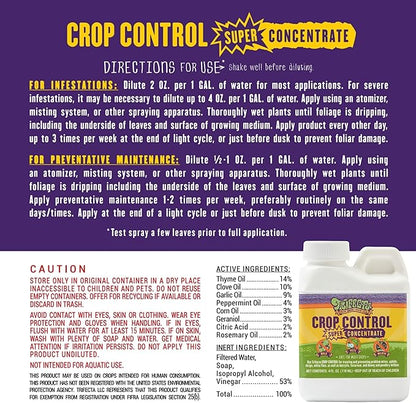Trifecta Crop Control Super Concentrate All-in-One Natural Pesticide, Fungicide, Miticide, Insecticide, Help Defeat Spider Mites, Powdery Mildew, Botrytis, Mold, and More on Plants 4 OZ