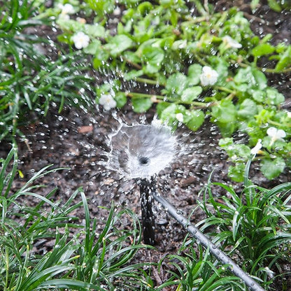 Raindrip 15300UB Adjustable Flow Bubbler, Non-Pressure Compensating Emitters, Fan, with 1/4 in. Barbed Inlet on 5 in. Stake, Black