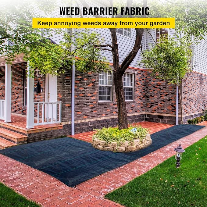 Happybuy 6.5FTx300FT Premium Weed Barrier Landscape Fabric Heavy Duty, 3OZ Woven Geotextile Fabric, High Permeability Good for Weed Blocker Gardening Mat, Driveway Fabric, Garden Weed Control Cloth