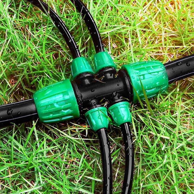 10 Pack 1/2 Inch To 1/4 Inch Drip Irrigation Fittings (1/2" ID x 0.65" OD), Drip Line Irrigation Locked Barbed 1/2" To 1/4" Adapter Anti Leak Irrigation System 1/2 In. To 1/4 In. Reducing Tee