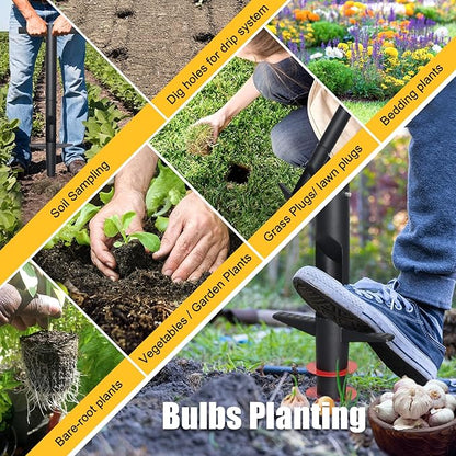 Bulb Planter Tool - 34" Long Handle Sod Plugger Lawn Plug Digger,Auto Plug Eject,Heavy Duty Garden Plant Hole Cutter for Grass,Tulip,Soil Transplant Plugging,Turf Repair Remover for Yard -Black