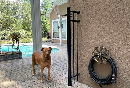 Bronze Finish Cast Iron Farmhouse Windmill Decorative Wall Mounted Garden Hose Hanger Outdoor Hose Holder Decor - 12 Inches in Diameter - Simple Installation