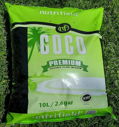 Coco Coir Premium RHP Certified 9 Quarts /10 Liter /2.6 Gallon Pre Buffered with Calcium Washed Organic Coconut Coir Fiber Potting Soil Indoor/Outdoor Plant Garden Flower Vegetable Loose Coco Coir Bag