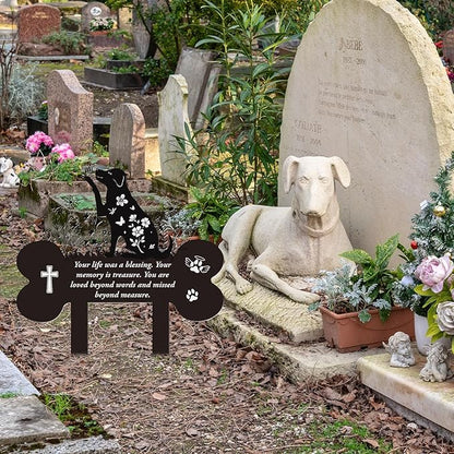 Pet Grave Markers Dog - Metal Memorial Plaques Garden Stakes for Outside Dogs Headstone Decor for Yard
