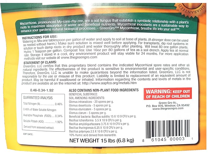 GreenGro Premium Ultrafine Myco Fertilizer for Indoor and Outdoor Plants, Plant Food Blend for Hydroponic Gardens, House, and Soil Plants