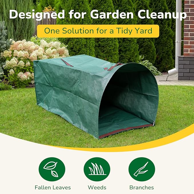 GreatBuddy Lawn Bag, 72 Gallon Yard Waste Bags, Heavy Duty PP Garden Leaf Bags for Leaves, Grass and Debris, Reusable & Foldable Leaf Collector with Handles, Wide Opening and Self-stand Design, 2 Pack