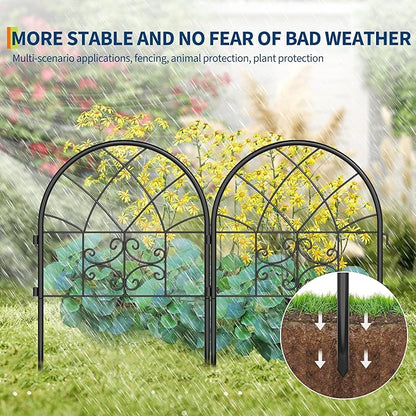 Garden Fence Panel, 25.7in(h) x 19.6in(l) Arched No Dig Fencing Border Outdoor, Rustproof Metal Animal Barrier for Pet, Garden Edging Border for Garden, Yard,Flower Beds.