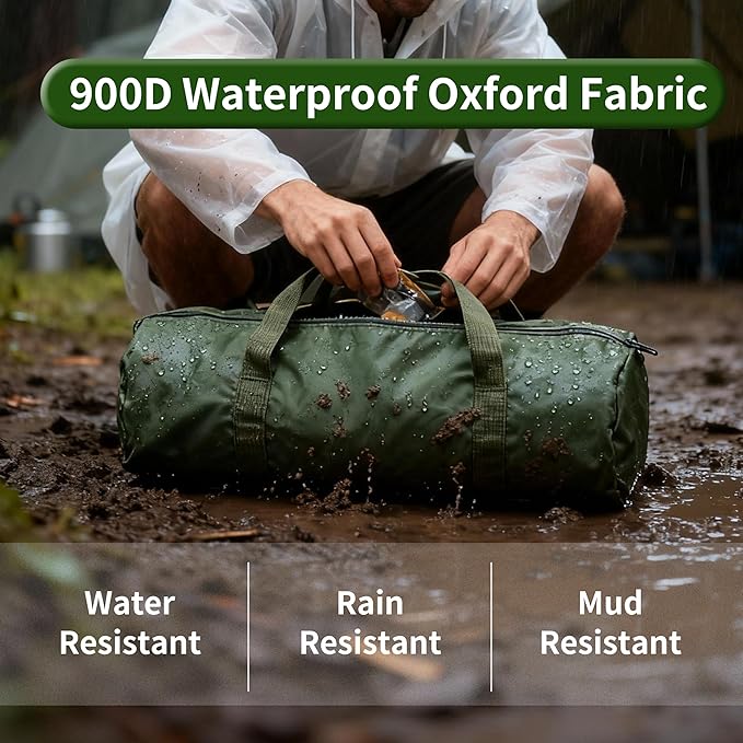 Waterproof Camping Gear Tool Bag - Roll Up Tool Organizer for Camping & Hiking - Portable Canvas Tool Tote with Multiple Compartments | Bushcraft Gear Storage (Black (length 42 * diameter 15cm))