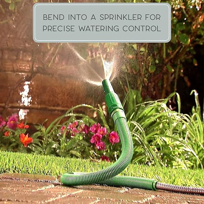 Bernini FlexEnd Garden Wand, Flexible Hose Sprayer with Fireman Nozzle for Versatile Watering and Cleaning - 31" Reach, Forest