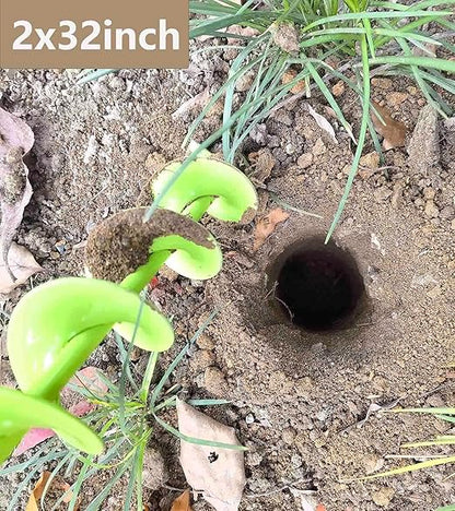 Auger Drill Bits for Planting 3x16.5in and 2x32in Solid Shaft Plant Flower Bulb Auger Spiral Hole Drill Rapid Planter Earth Post Umbrella Hole Digger for 3/8" Hex Drive Drill (2, 3"x16.5"+2" x32in)
