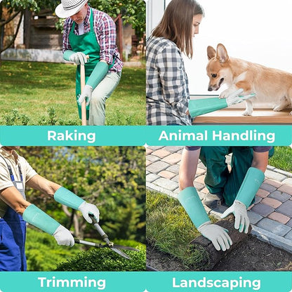 HANDLANDY Long Gardening Gloves for Men Women, Thorn Proof Rose Pruning Leather Garden Yard Gauntlet Glove, Gardening Gifts