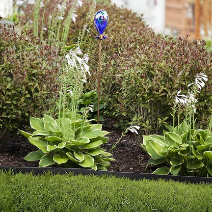 KOL Galvanized Steel Flexible Garden Lawn Edging, 10-Pack Black Metal Landscape Edging Strips - Heavy Duty Hammer-in Border with 11 Clips - 16-Gauge - 40" L x 4.5" H (33FT Total Length)