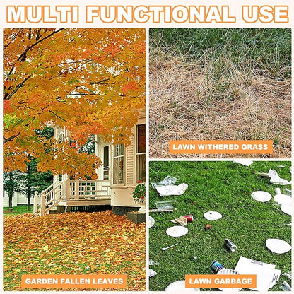 Leaf Rake16.5 Wide Adjustable Handle Leaf Rake - Plastic Head, Lightweight, Soft & Lawn-Friendly - Ideal for Women & Kids - Orange