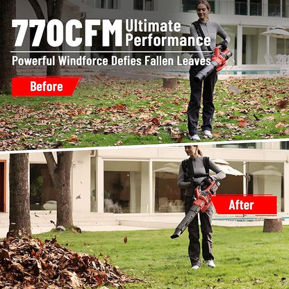 58V Cordless Leaf Blower, Power Variable-Speed, Brushless, 770 CFM, Electric Leaf Blower with 4Ah Battery and 5A Charger for Lawn Care, Yard, Outside(KDLB58211BDM)