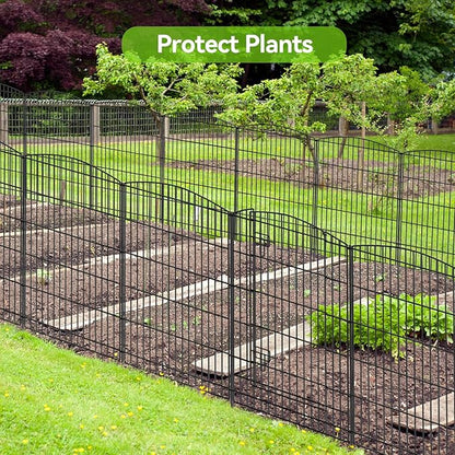 INJOPEXI Decorative Garden Fence 6 Panels 13ft (L)×36in (H) Animal Barrier Fences with 5 Panels + 1 Gate, No Dig Garden Fencing Rustproof Metal Wire Temporary Rabbit Dog Fence for Patio Outdoor Yard